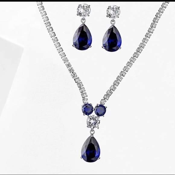 AAA Water Drop Zirconia Necklace Earrings Set— Free Shipping - Picture 1 of 7